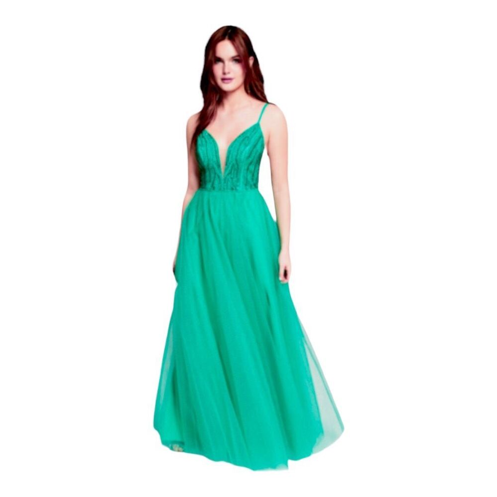 TLC SAY YES TO THE PROM Women's Dress Gown - Emerald Green - Junior Size 13 NWT